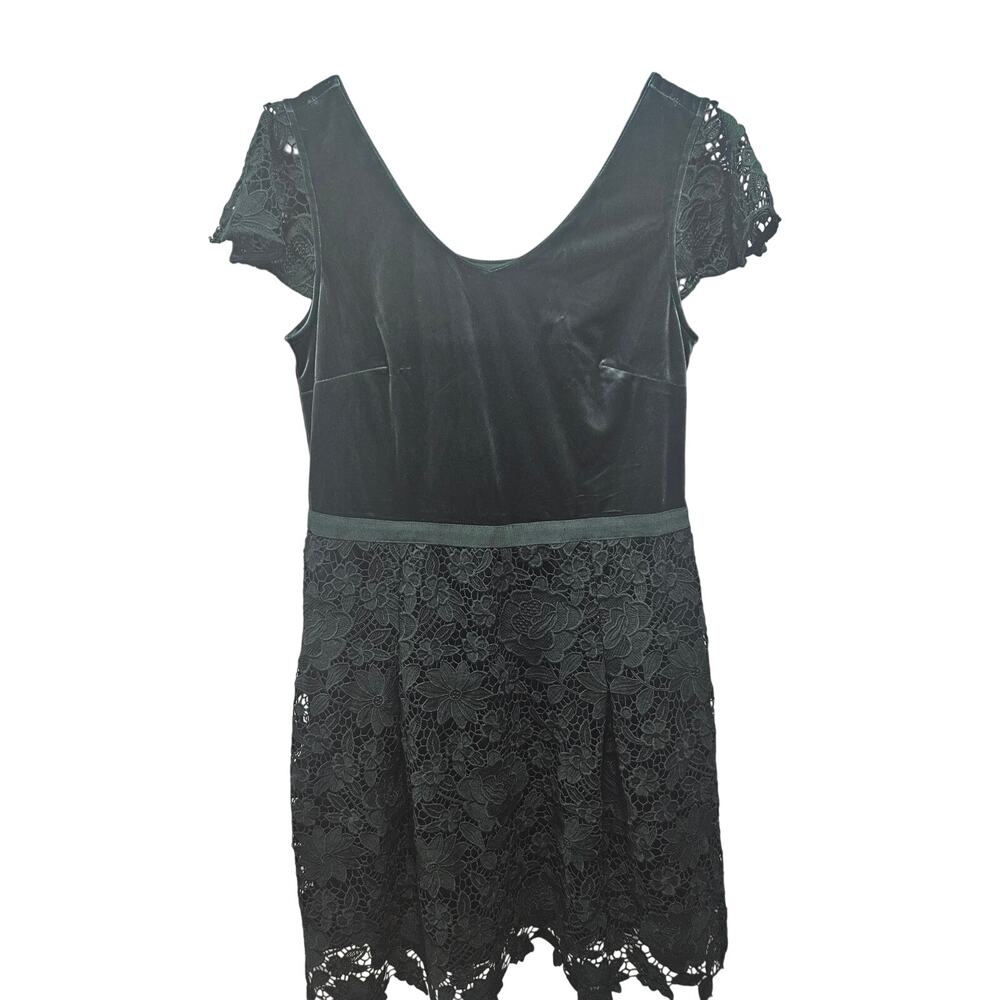 Isaac Mizrahi Live Special Edition Green Velvet Lace Short Sleeve Dress Sz 12